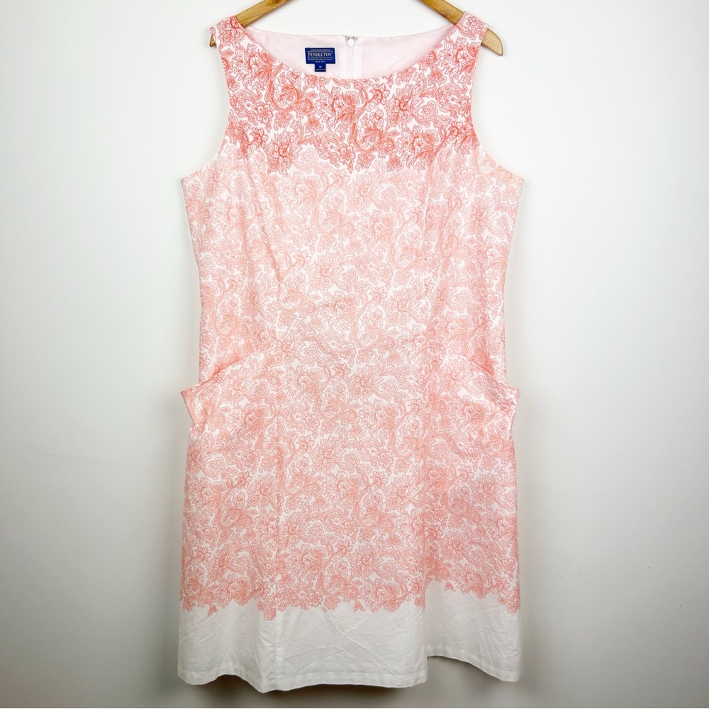 Pendleton Floral Orange Ombré Dress Pockets Size 18